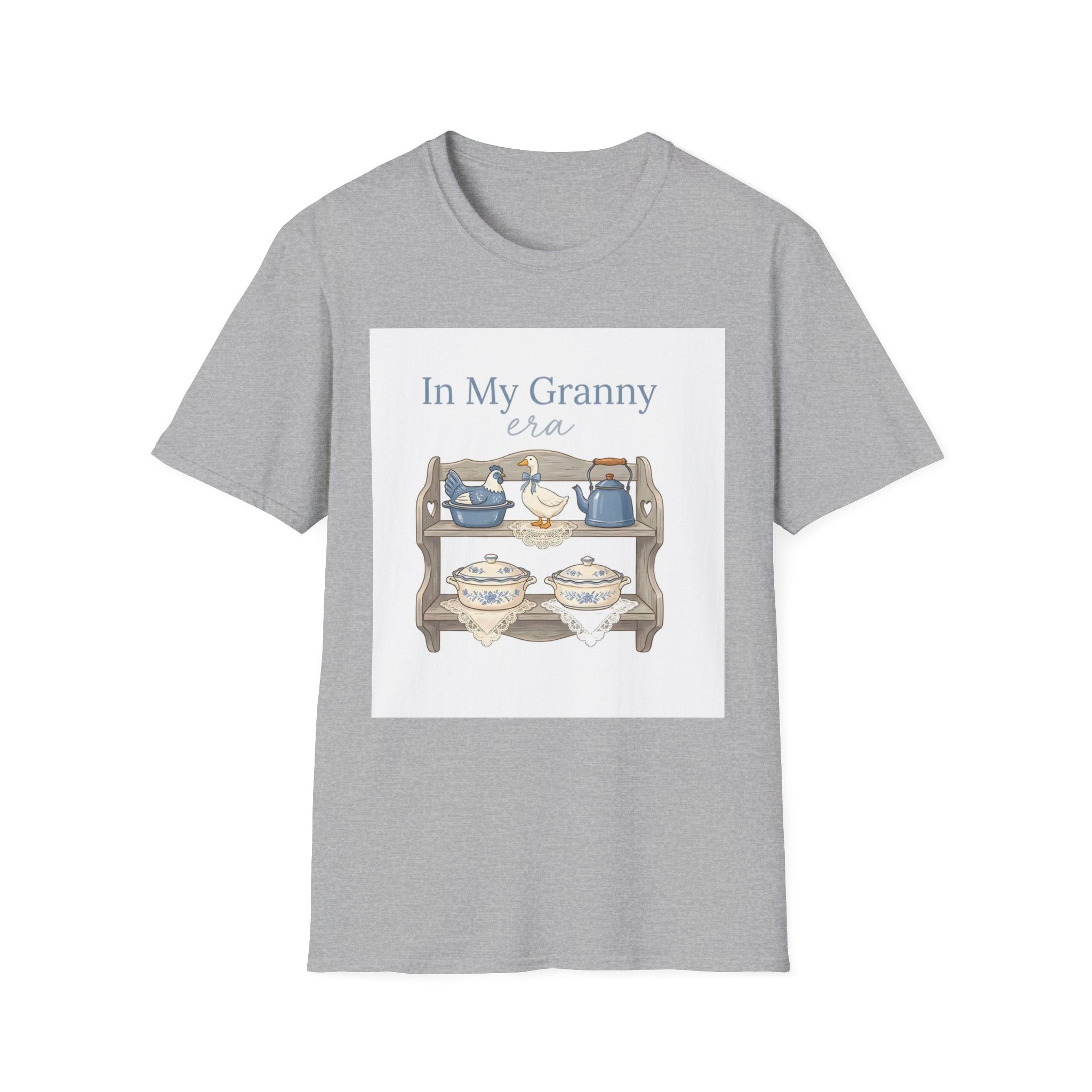In My Granny Era Tea Cup Shelf T-Shirt — Vintage Grandma Tea Set Tee