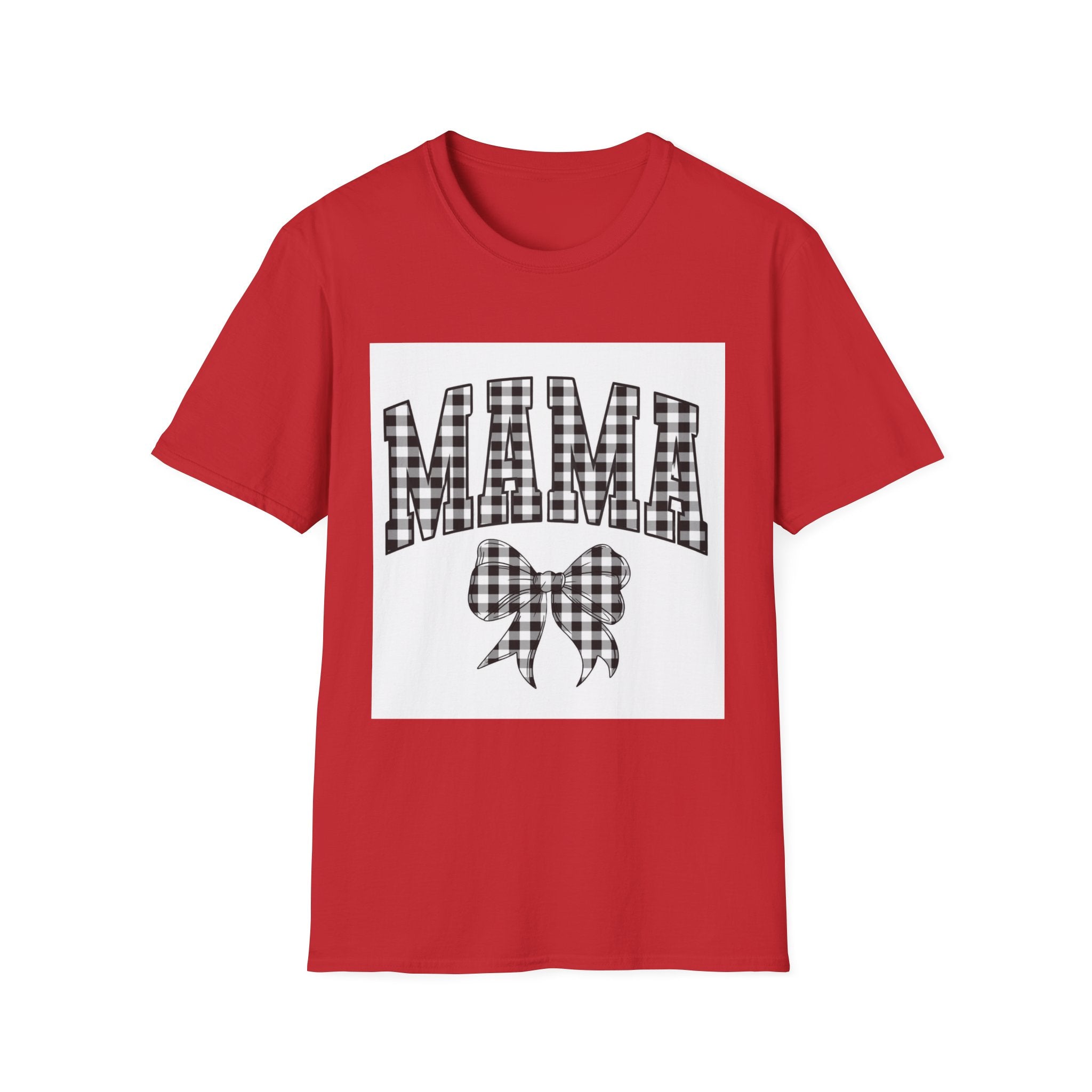 Mama Plaid Graphic T-Shirt — Buffalo Check Bow Mother's Day Tee