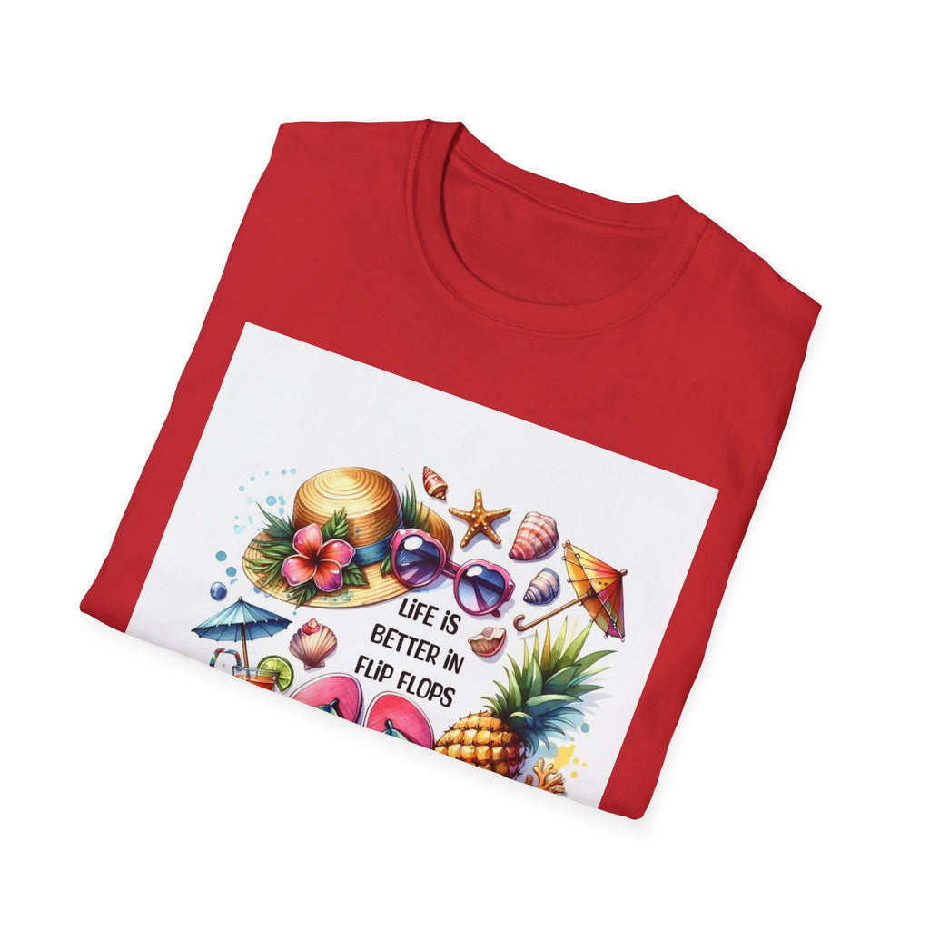 Beach Vibes T-Shirt — "Life Is Better in Flip Flops" Tropical Graphic Tee