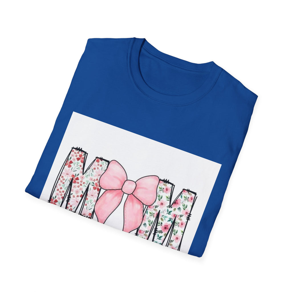 Mom Floral Bow T-Shirt — "She is clothed in gratitude, counting blessings every day"