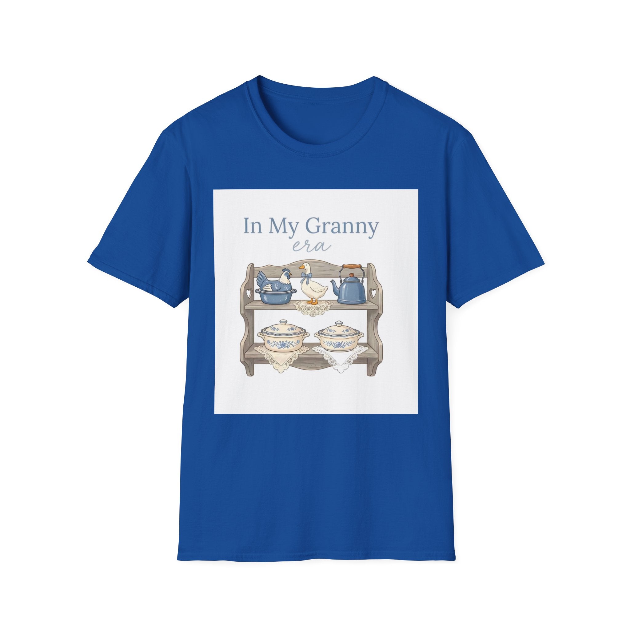 In My Granny Era Tea Cup Shelf T-Shirt — Vintage Grandma Tea Set Tee