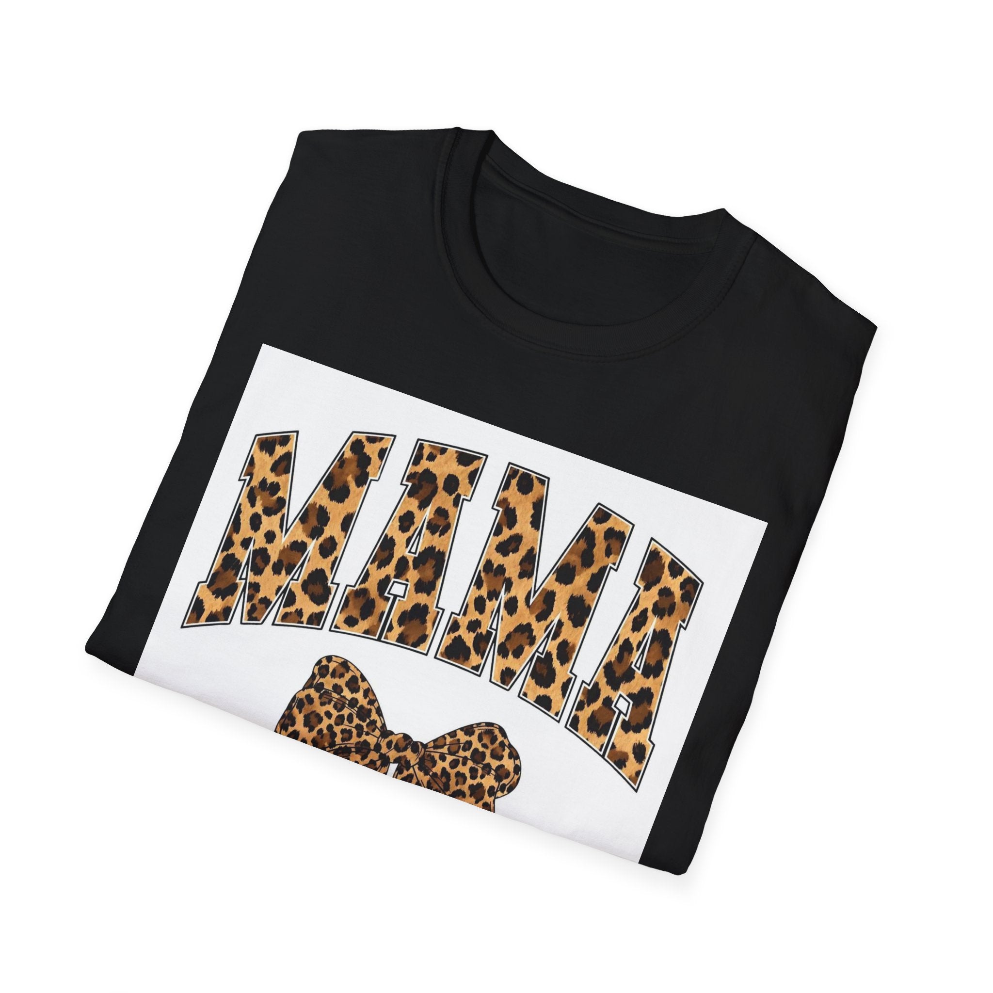 Mama Leopard Bow T-Shirt — Cute Leopard Print Mom Tee