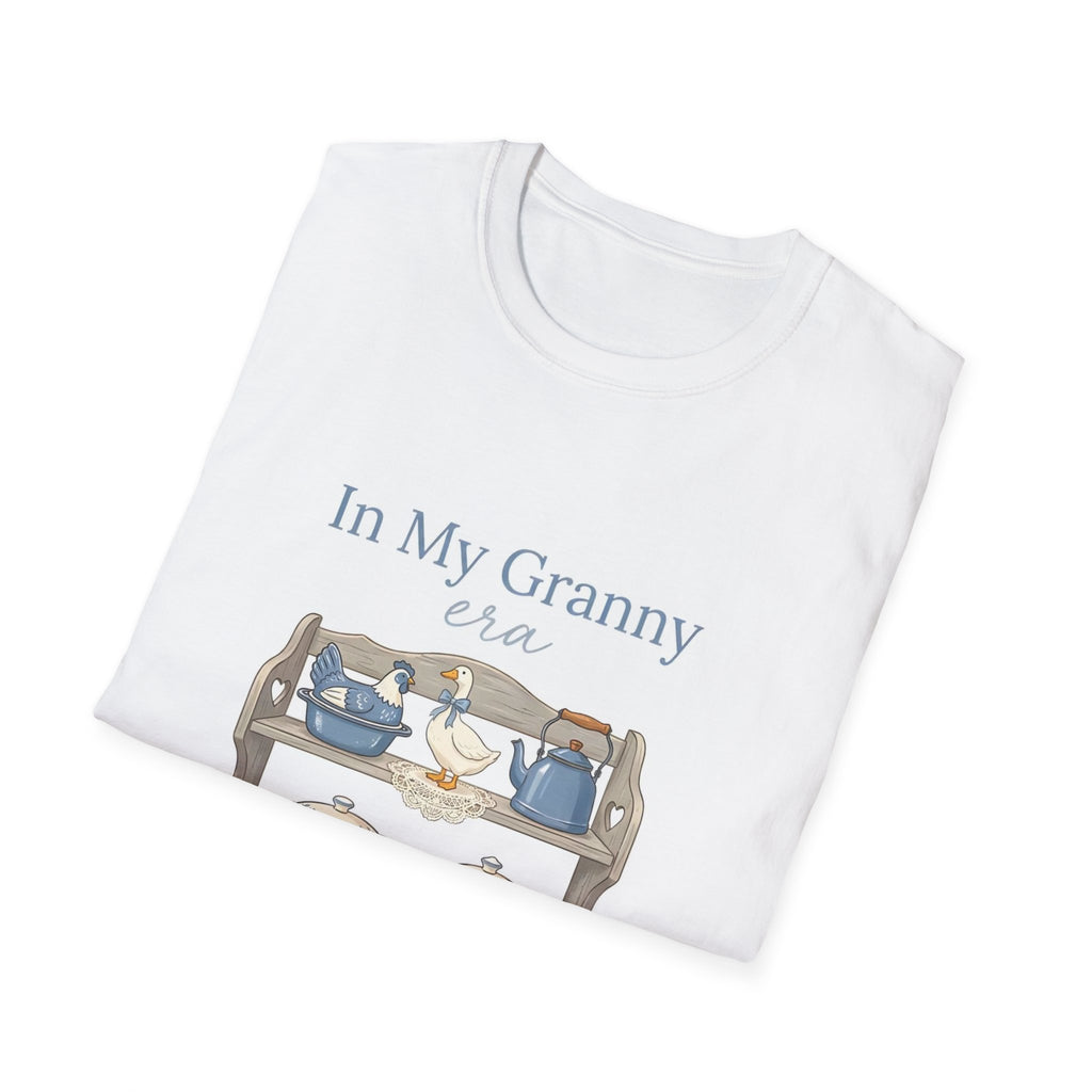 In My Granny Era Tea Cup Shelf T-Shirt — Vintage Grandma Tea Set Tee