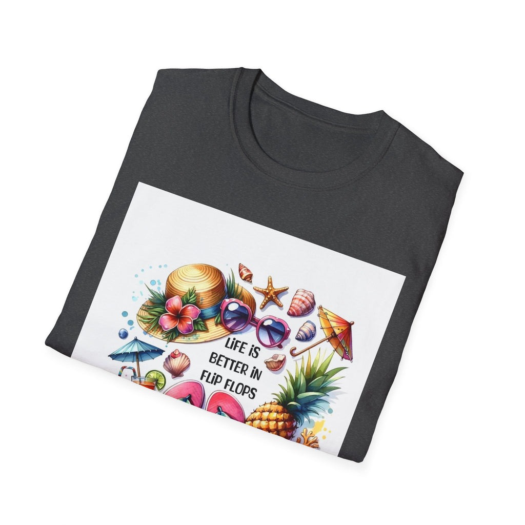 Beach Vibes T-Shirt — "Life Is Better in Flip Flops" Tropical Graphic Tee