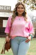 Reagan Plus Size Stripe Patchwork Top