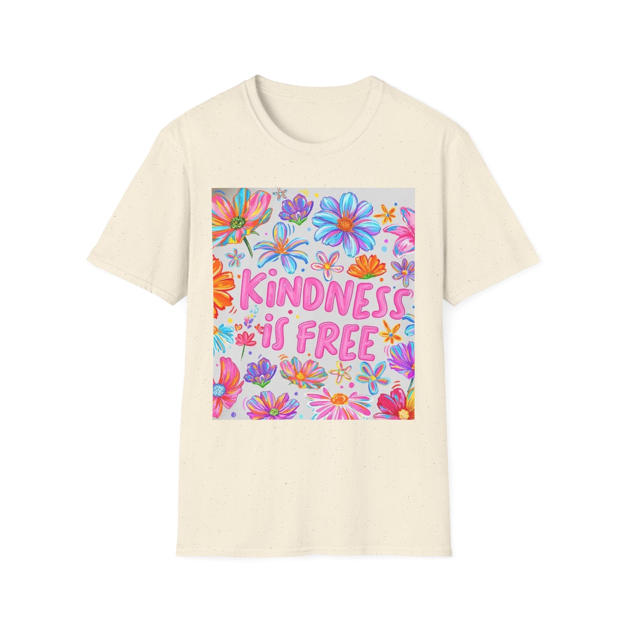 Kindness Is Free Floral T-Shirt — Positive Quote Tee
