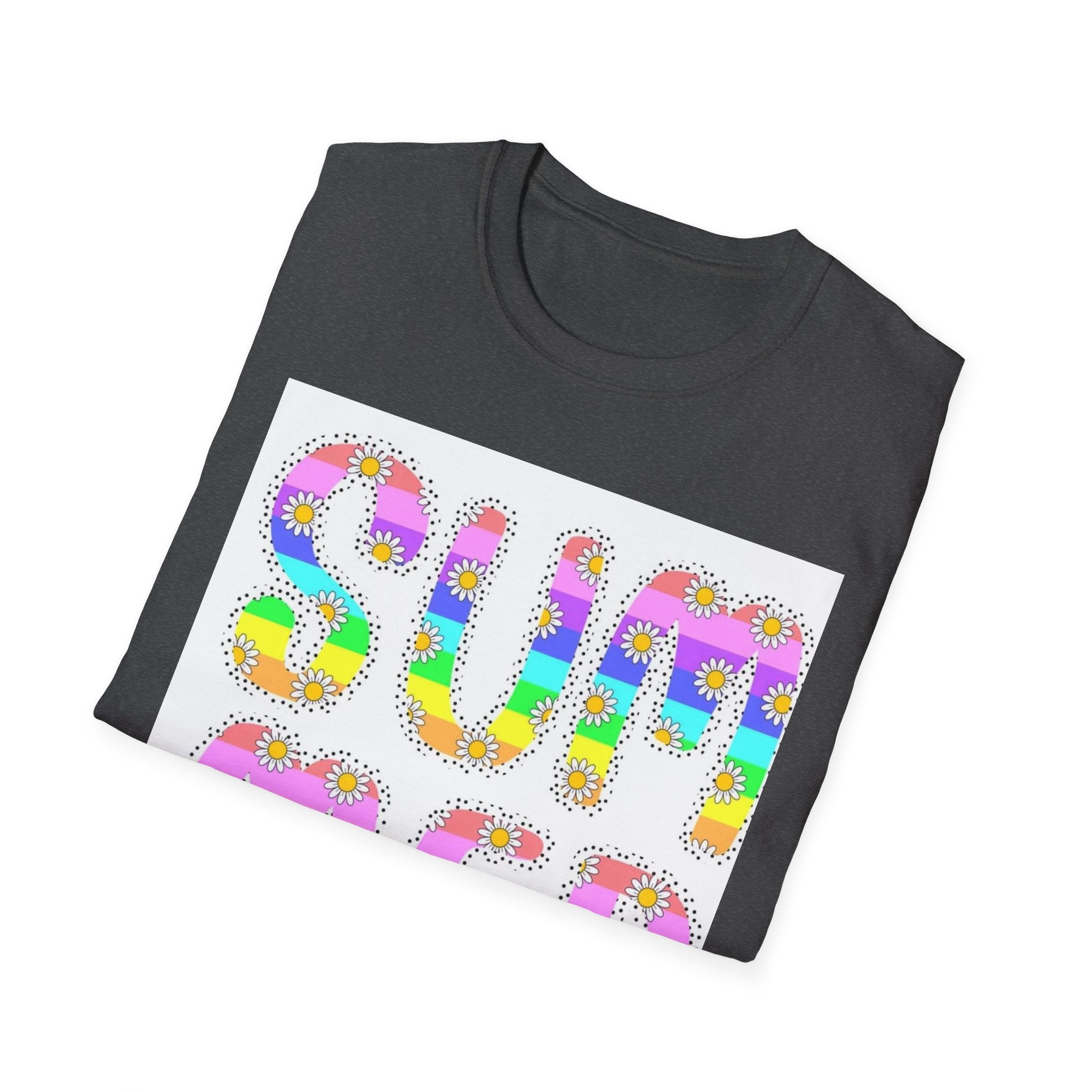 Summer Floral Graphic T‑Shirt — Colorful 'SUMMER' Text Design