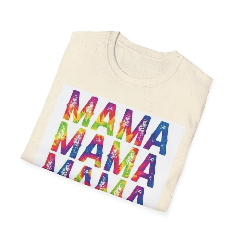 Mama Tie-Dye Stack T-Shirt — Colorful 'MAMA' Graphic Tee for Moms, Mother’s Day Gift