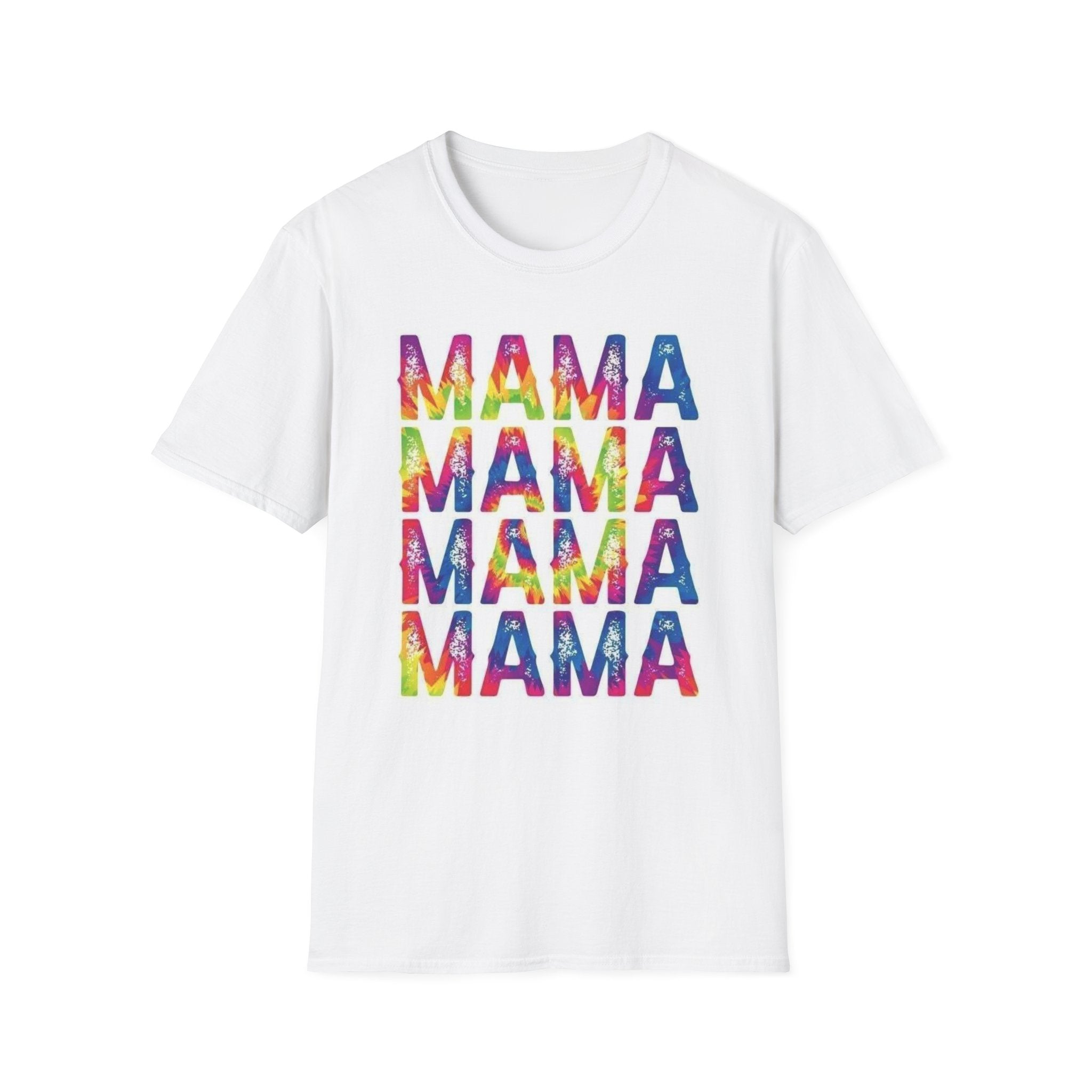 Mama Tie-Dye Stack T-Shirt — Colorful 'MAMA' Graphic Tee for Moms, Mother’s Day Gift