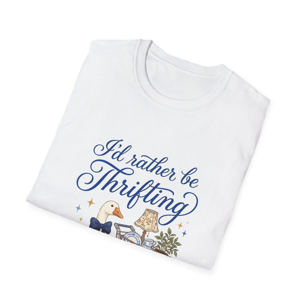 I'd Rather Be Thrifting T-Shirt — Cute Goose & Shopping Cart Vintage Graphic Tee