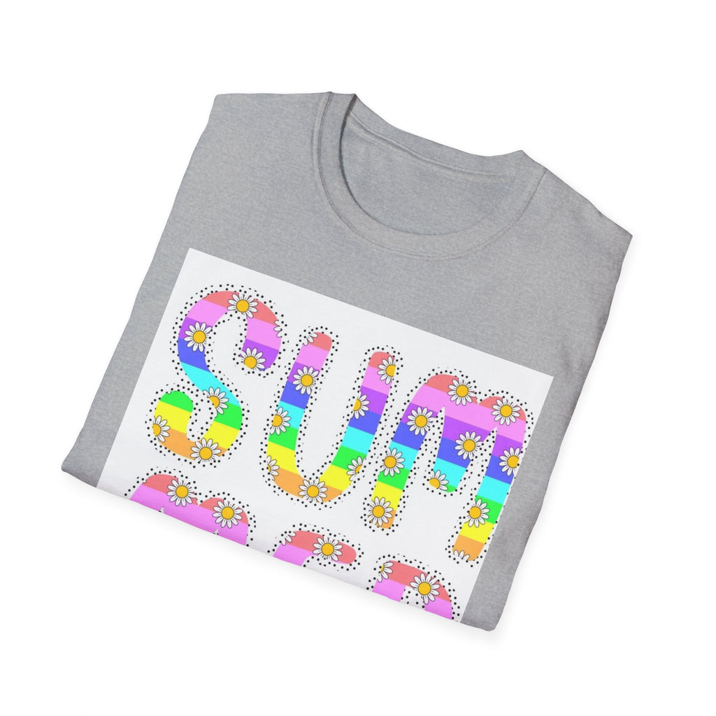 Summer Floral Graphic T‑Shirt — Colorful 'SUMMER' Text Design