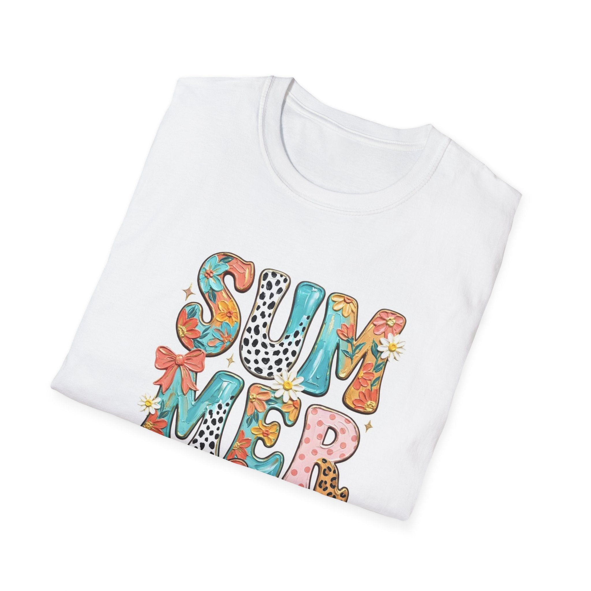 Summer Vibes T-Shirt — Colorful Floral & Leopard Print Graphic Tee