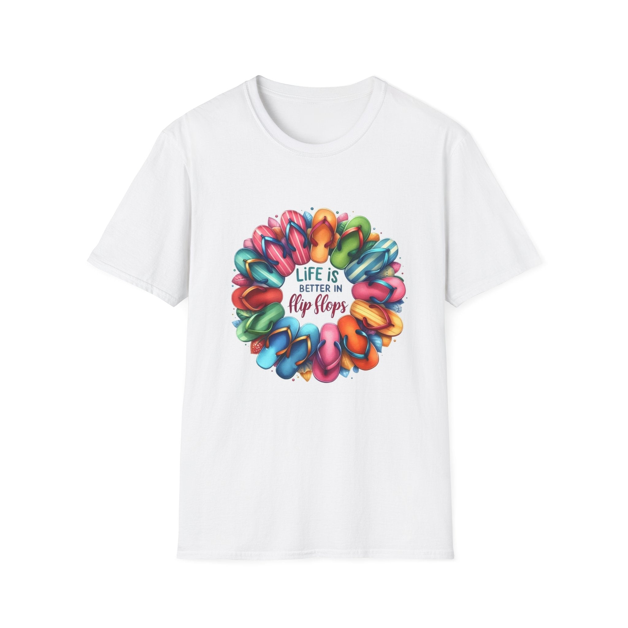 Flip Flop Circle Graphic T-Shirt - "Life Is Better in Flip Flops" Summer Tee