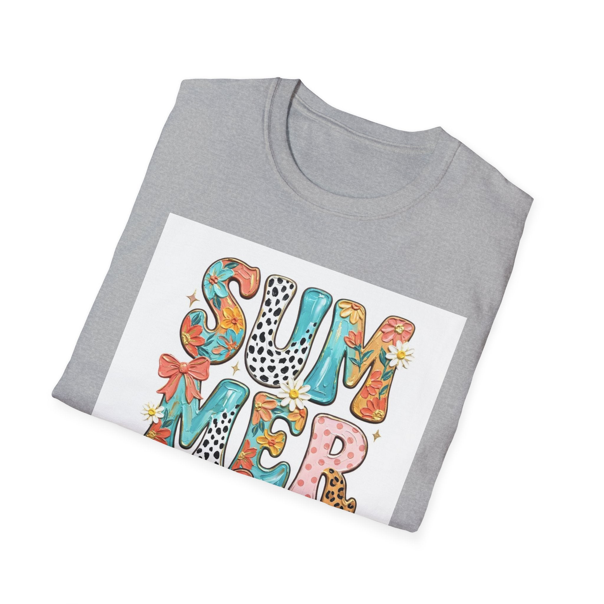 Summer Vibes T-Shirt — Colorful Floral & Leopard Print Graphic Tee