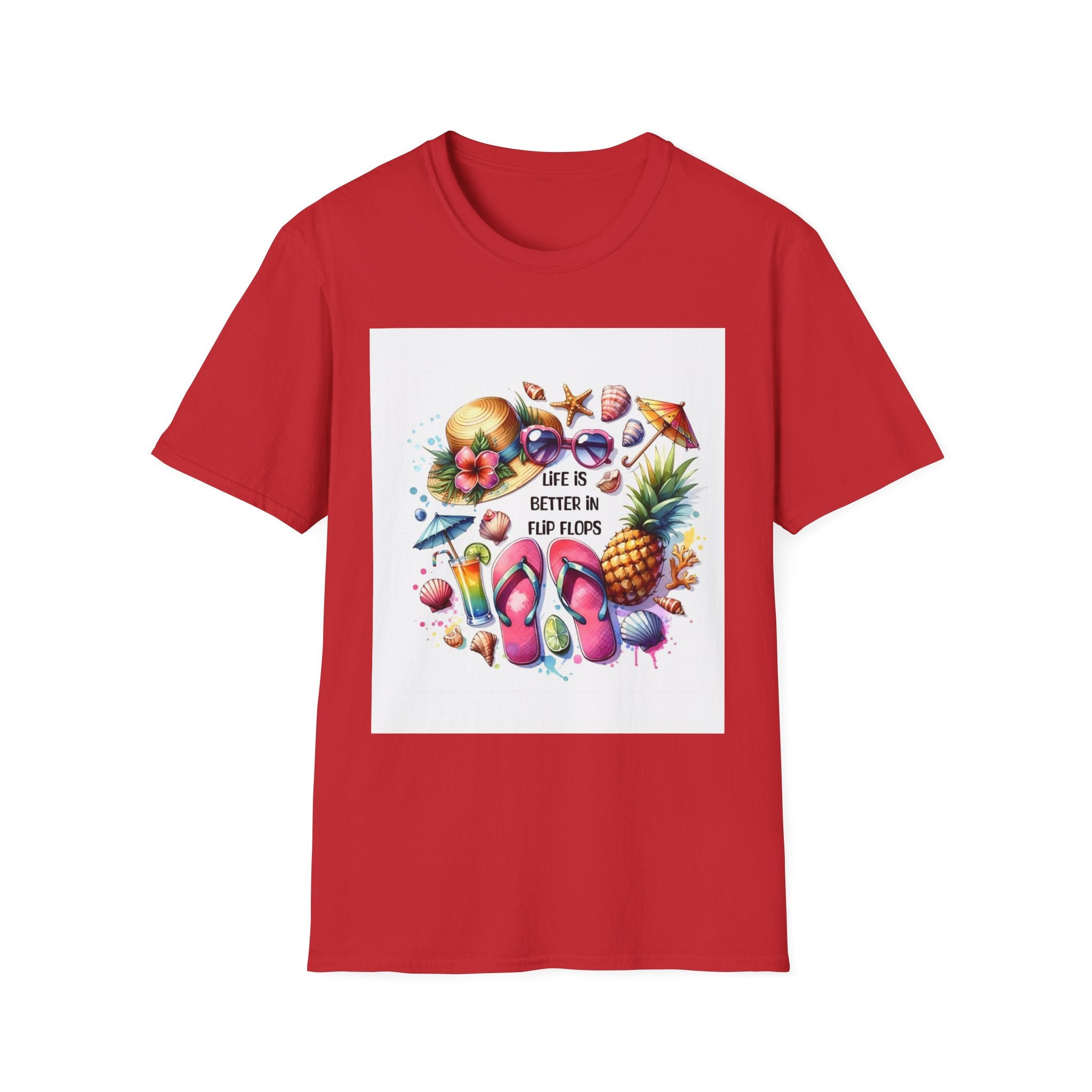 Beach Vibes T-Shirt — "Life Is Better in Flip Flops" Tropical Graphic Tee