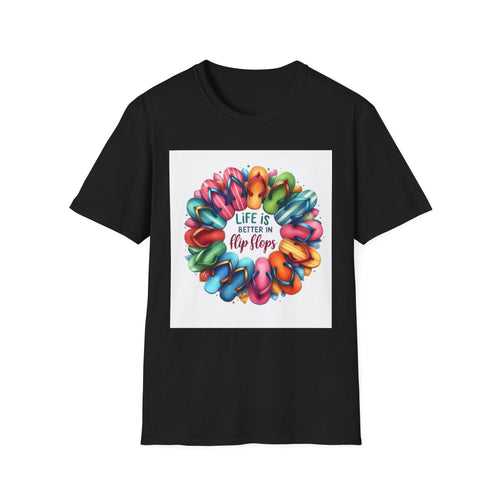 Flip Flop Circle Graphic T-Shirt - "Life Is Better in Flip Flops" Summer Tee