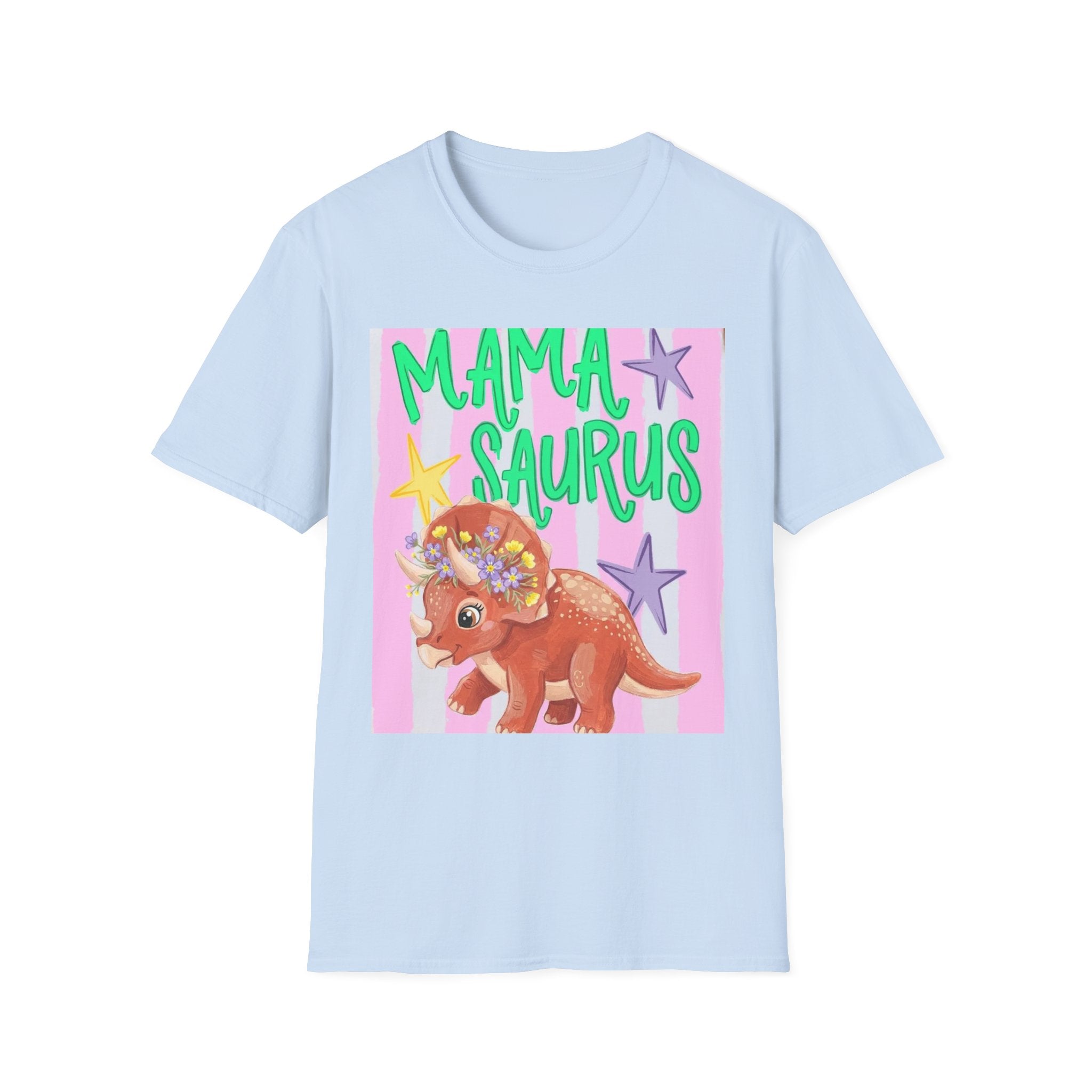 Mamasaurus T-Shirt — Cute Triceratops 'MAMA SAURUS' Graphic Tee for Moms