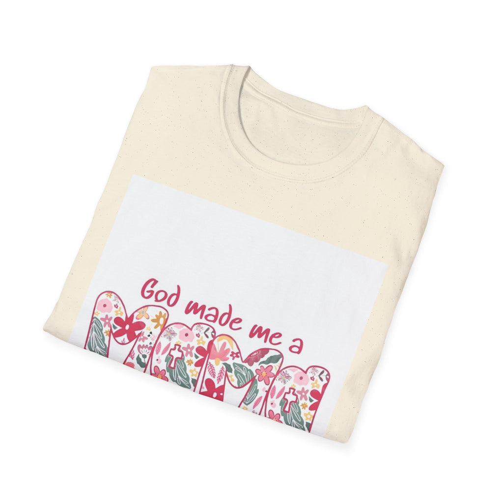 God Made Me a Mama Floral T-Shirt — Christian Mom Gift, Mother's Day Tee