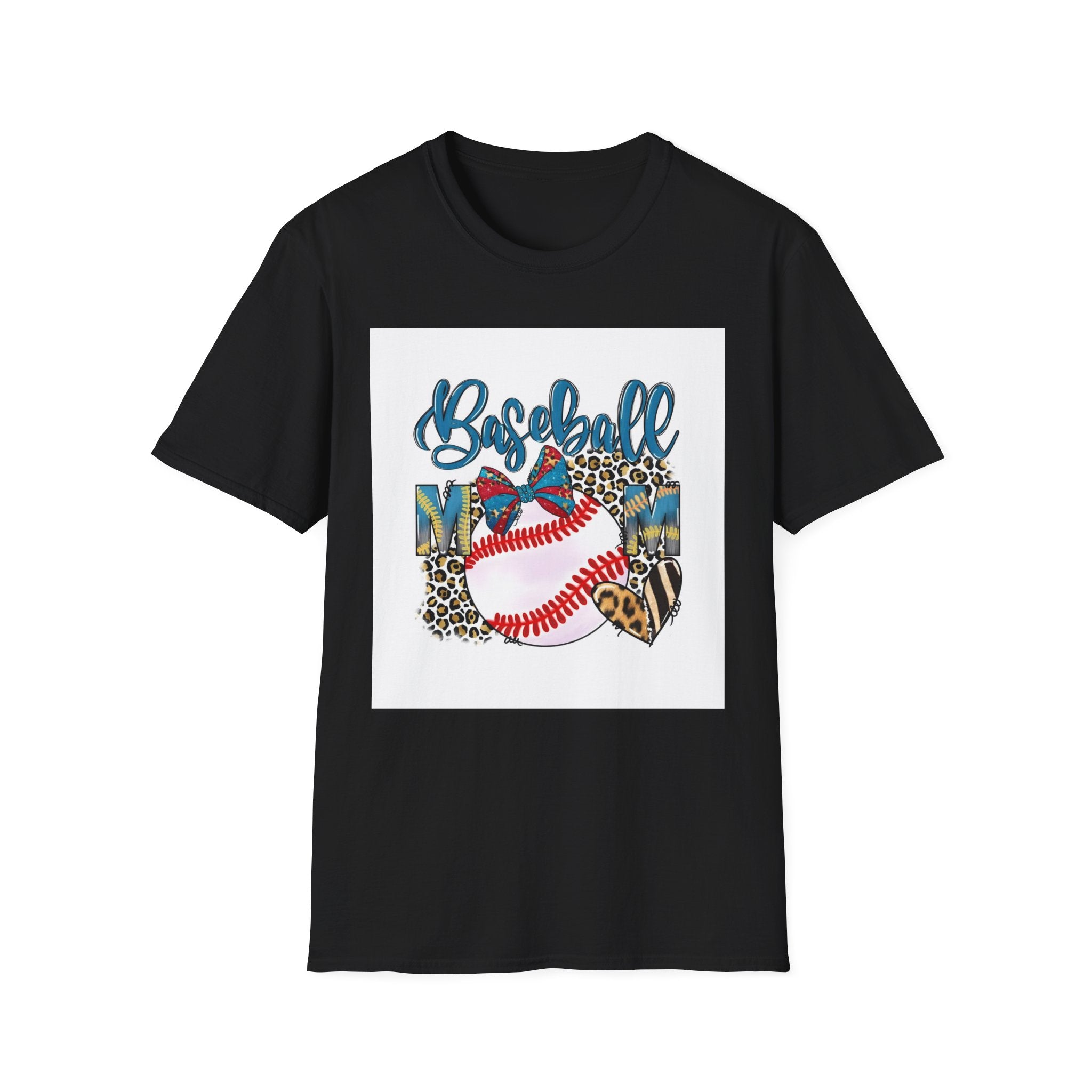Baseball Mom Leopard Heart T-Shirt