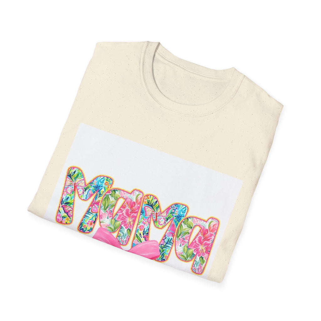 Mama Floral Graphic T-Shirt with Pink Bow