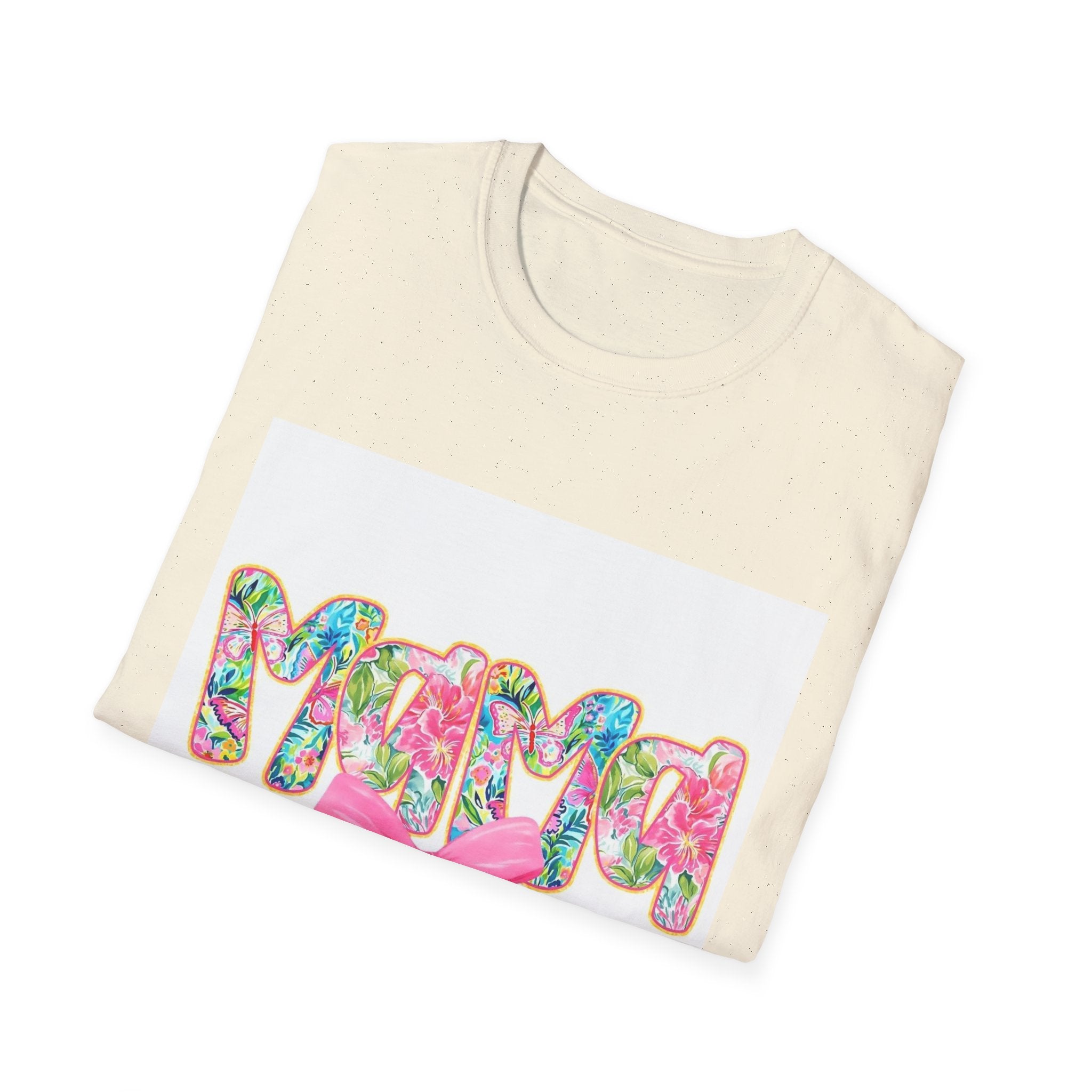 Mama Floral Graphic T-Shirt with Pink Bow