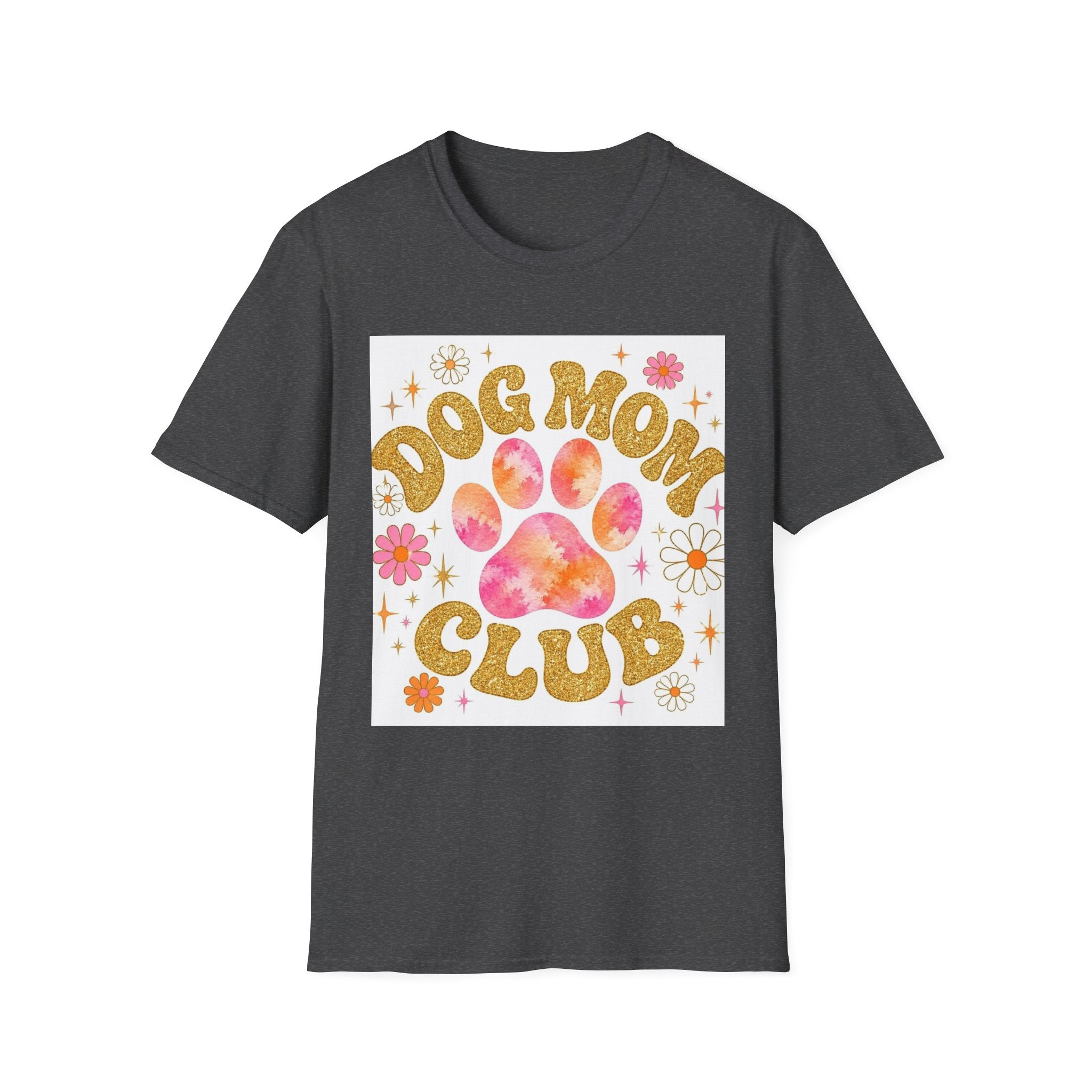 Dog Mom Club T-Shirt — Retro Floral Paw Graphic Tee for Dog Lovers
