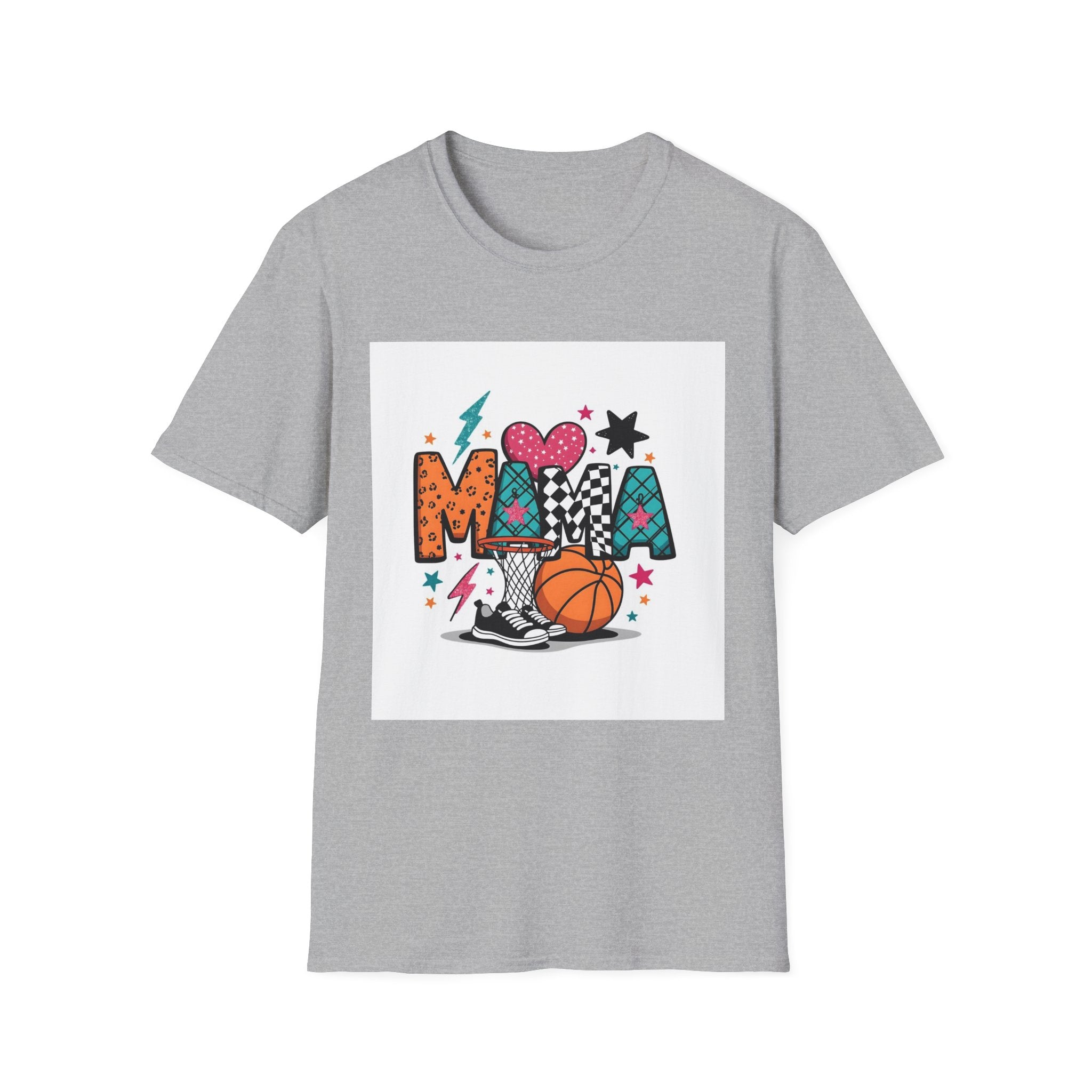 Mama Basketball Graphic T‑Shirt — Colorful Sports Mom Tee