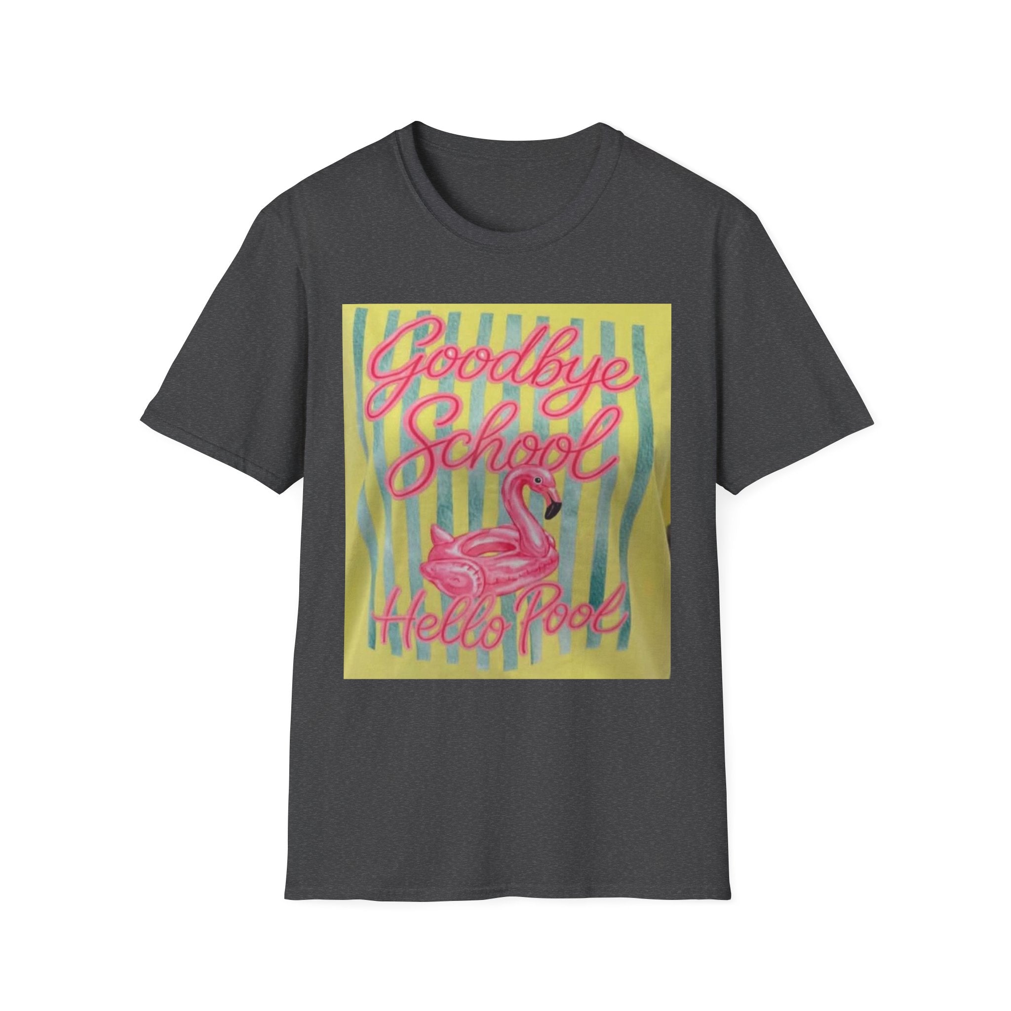 Goodbye School Hello Pool T-Shirt — Pink Flamingo Summer Graduation Tee
