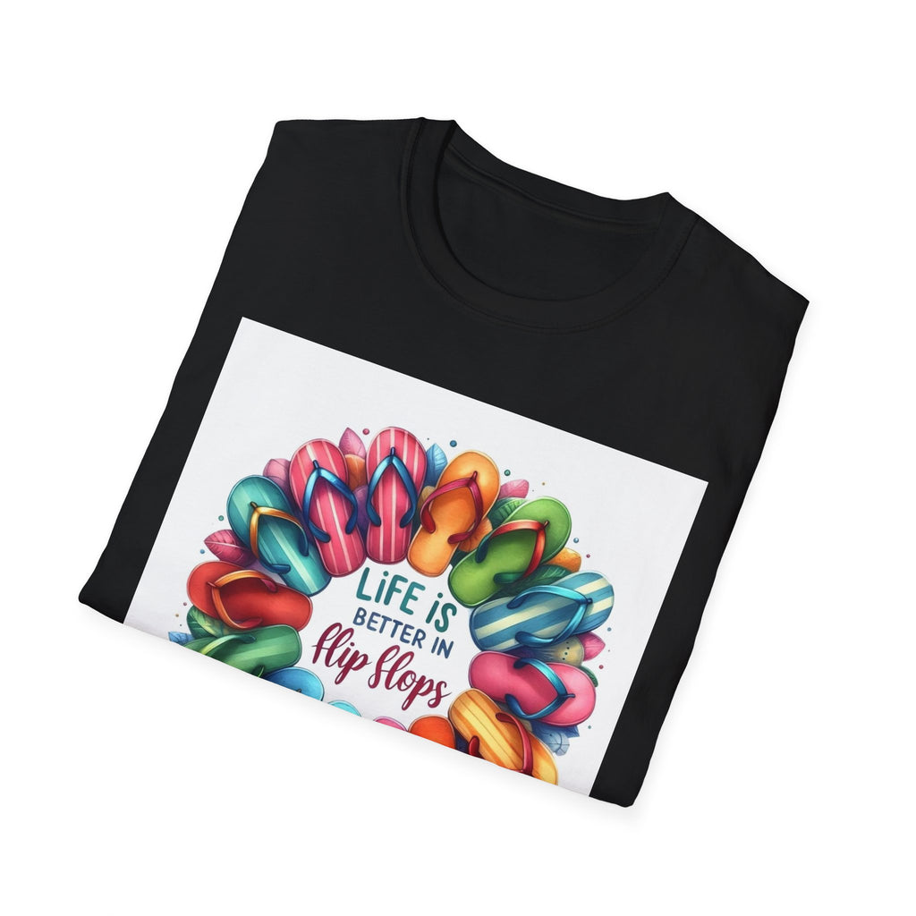 Flip Flop Circle Graphic T-Shirt - "Life Is Better in Flip Flops" Summer Tee