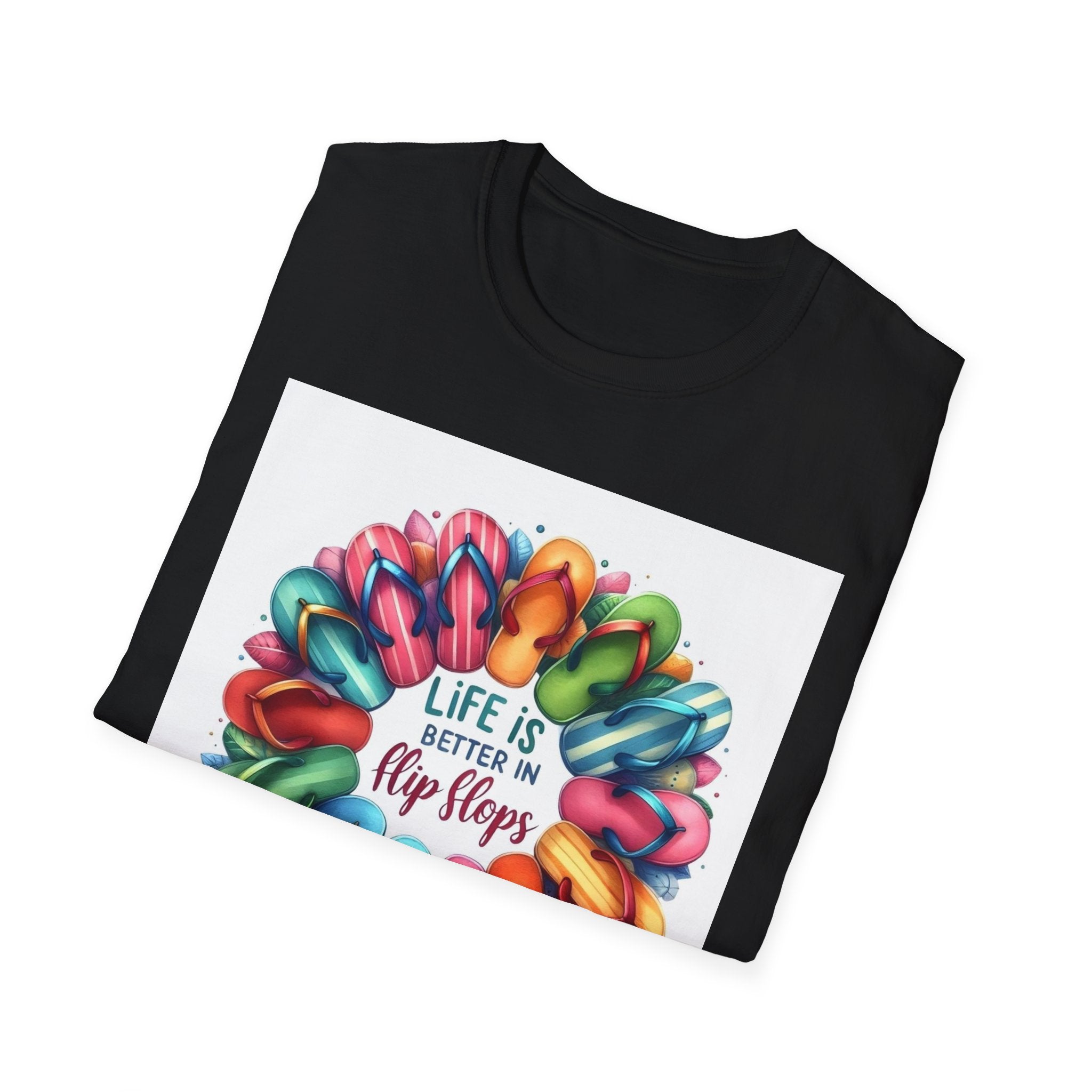 Flip Flop Circle Graphic T-Shirt - "Life Is Better in Flip Flops" Summer Tee