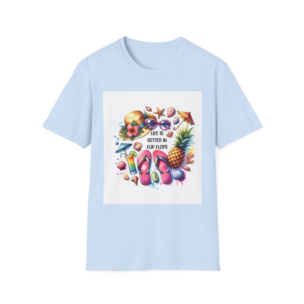 Beach Vibes T-Shirt — "Life Is Better in Flip Flops" Tropical Graphic Tee
