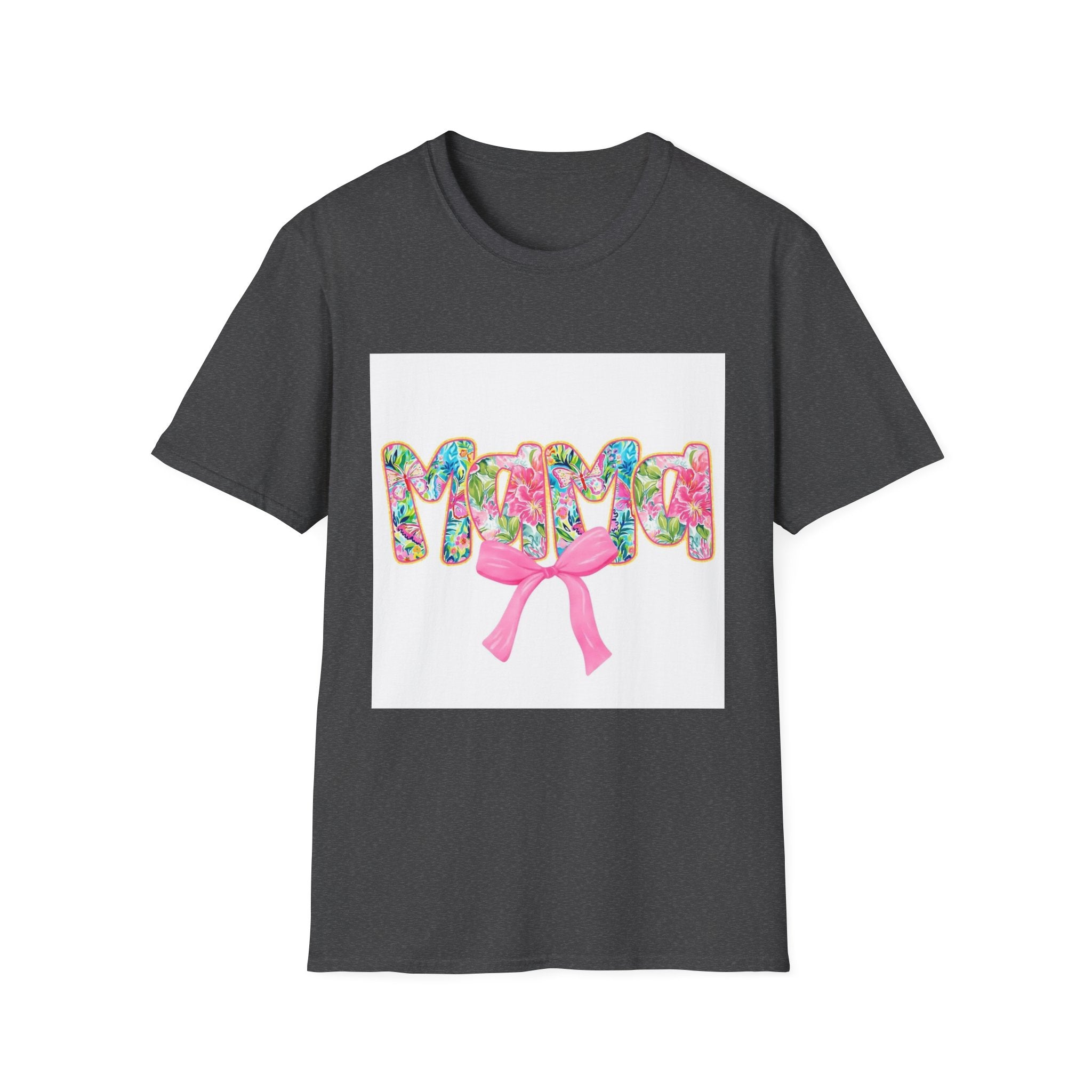 Mama Floral Graphic T-Shirt with Pink Bow