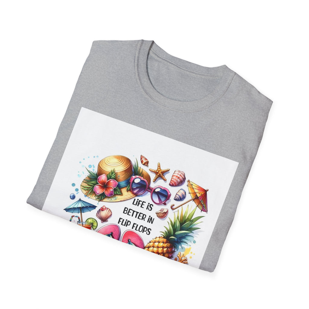 Beach Vibes T-Shirt — "Life Is Better in Flip Flops" Tropical Graphic Tee