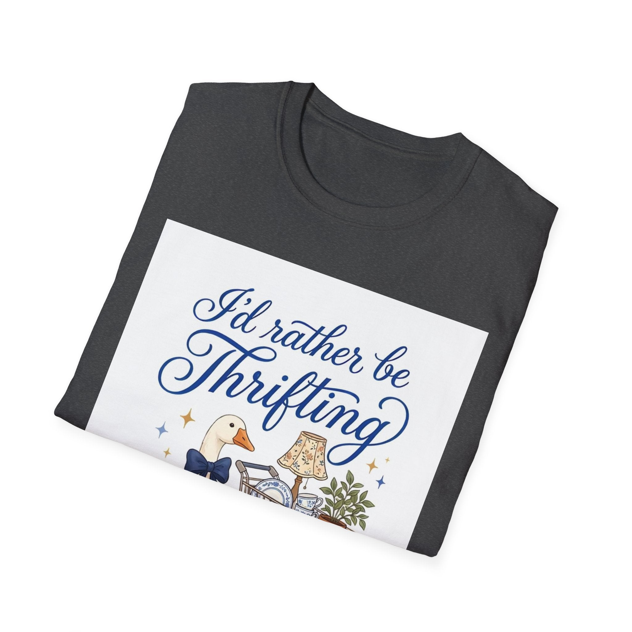 I'd Rather Be Thrifting T-Shirt — Cute Goose & Shopping Cart Vintage Graphic Tee