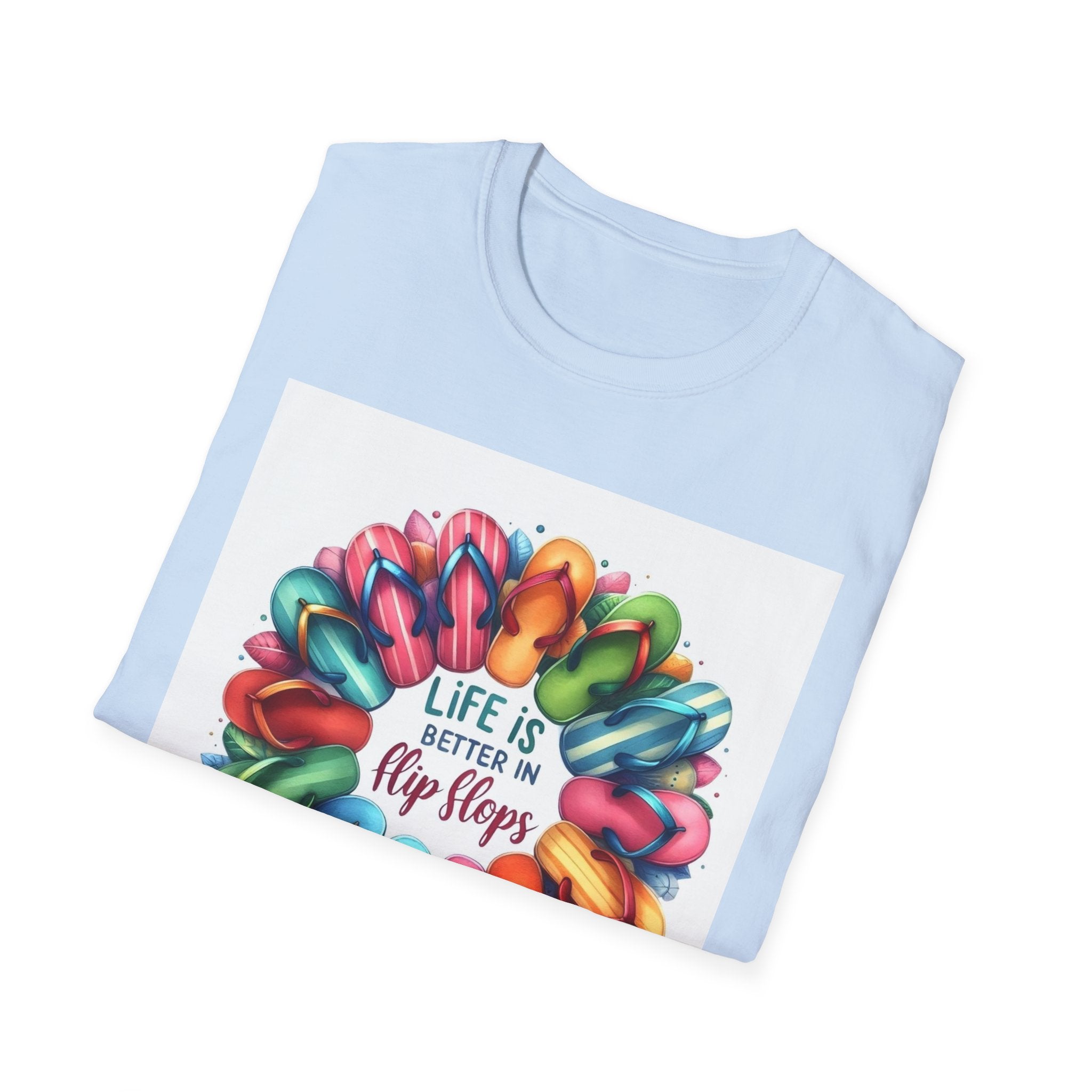 Flip Flop Circle Graphic T-Shirt - "Life Is Better in Flip Flops" Summer Tee