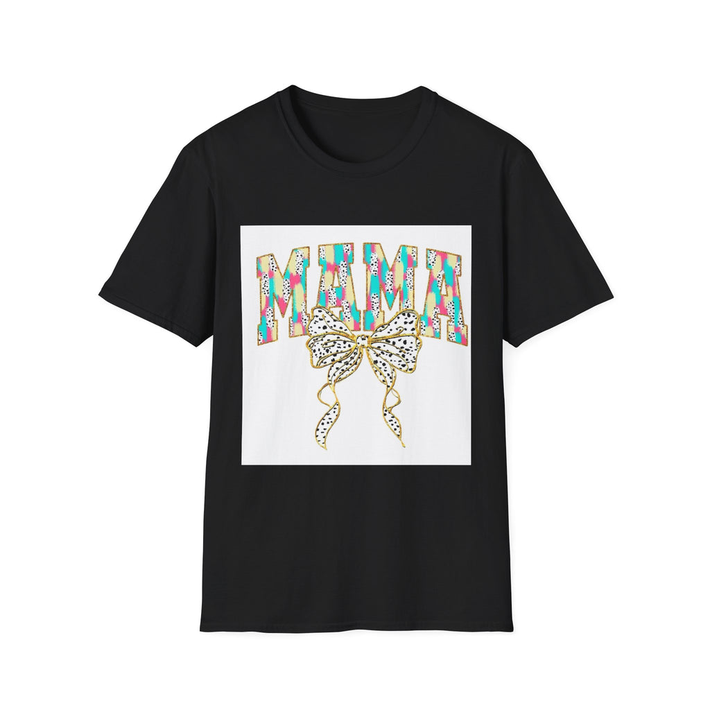 Mama Floral Bow T-Shirt — Colorful Leopard Print Mom Tee
