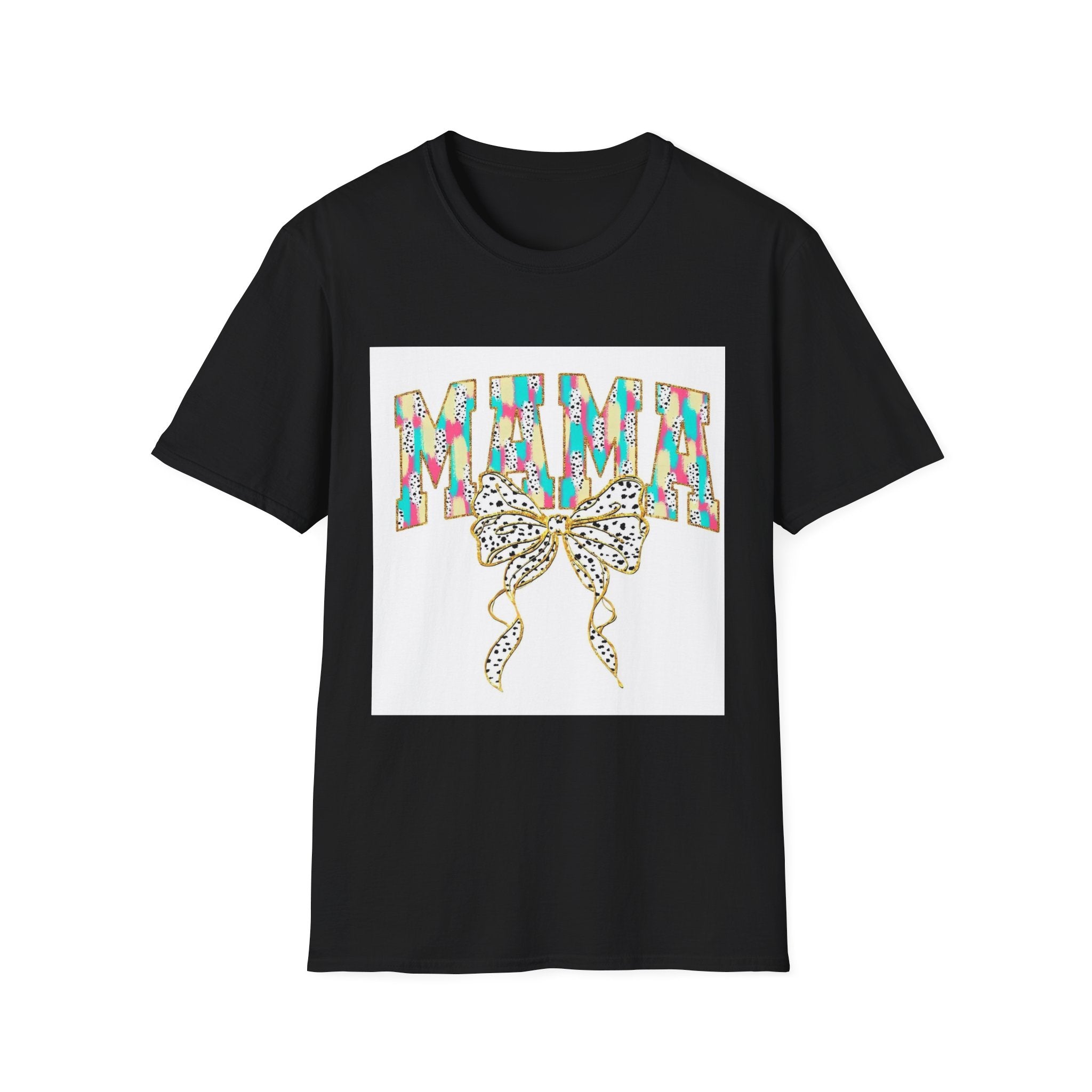 Mama Floral Bow T-Shirt — Colorful Leopard Print Mom Tee
