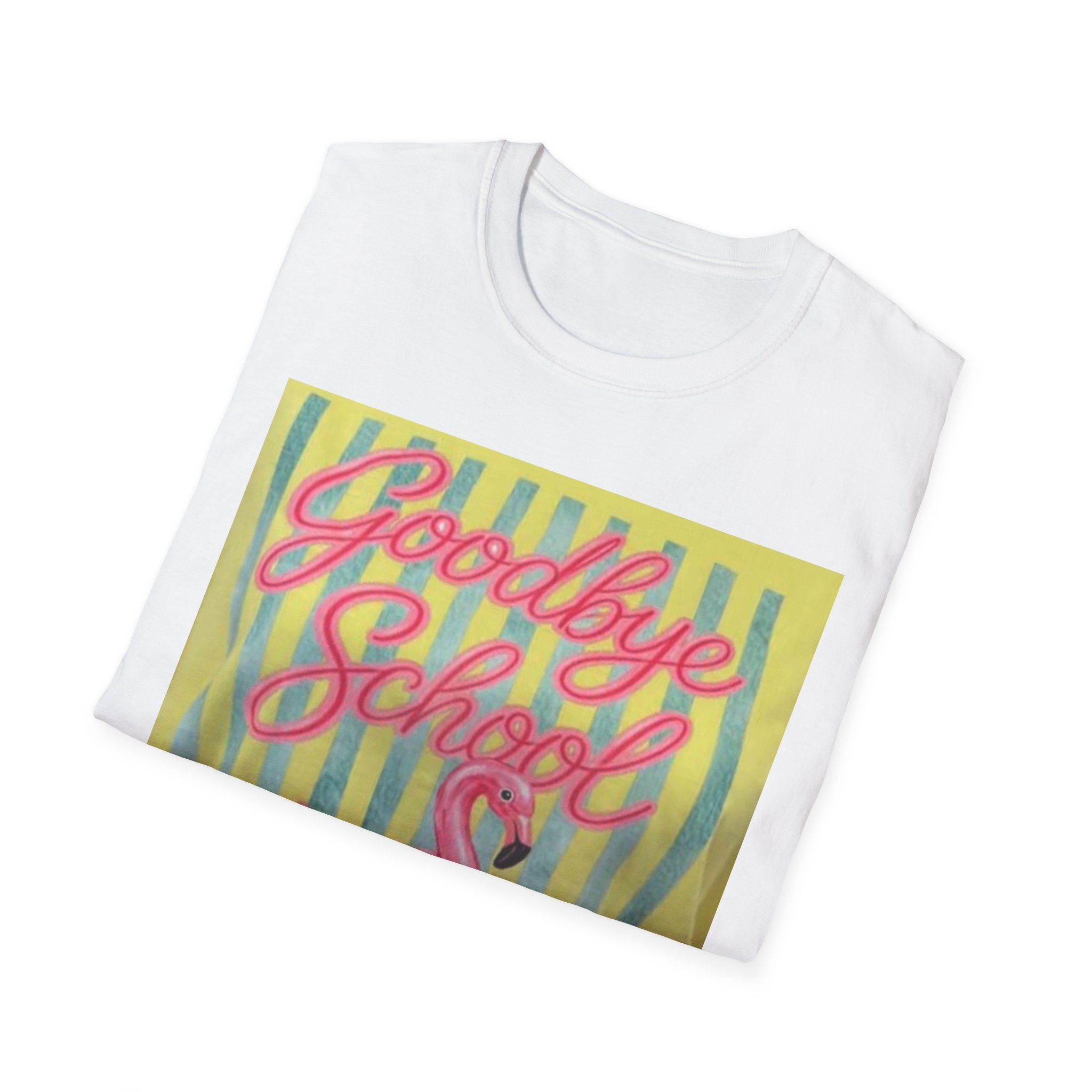 Goodbye School Hello Pool T-Shirt — Pink Flamingo Summer Graduation Tee