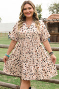 Leila Plus Size Cuffed Sleeve Empire Waist Dress