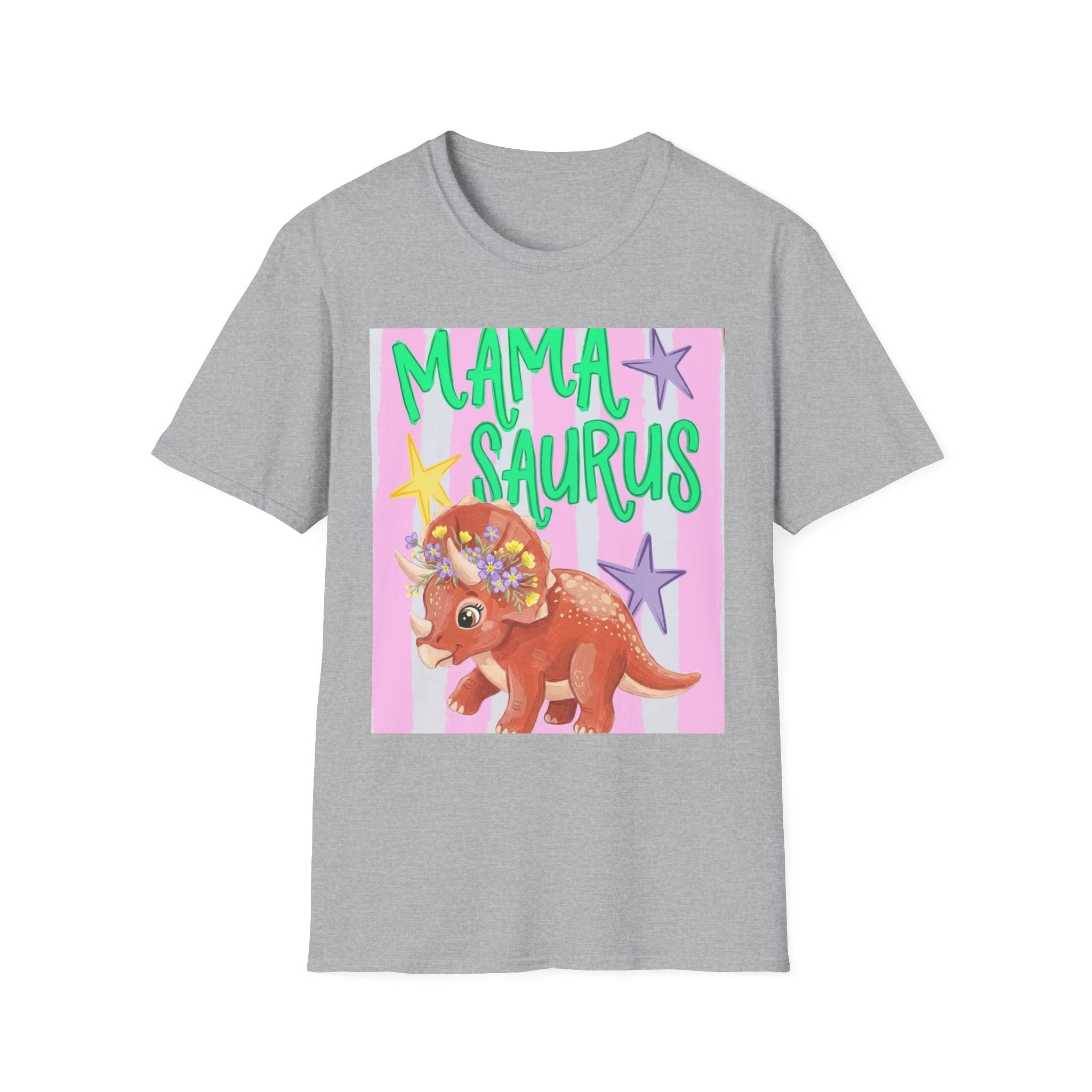 Mamasaurus T-Shirt — Cute Triceratops 'MAMA SAURUS' Graphic Tee for Moms