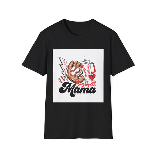 Baseball Mama T‑Shirt — Retro Glove & Bat Softball Mom Tee