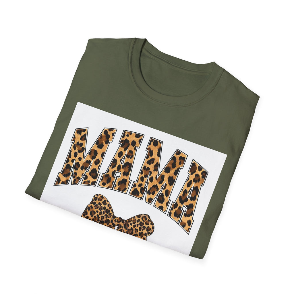 Mama Leopard Bow T-Shirt — Cute Leopard Print Mom Tee
