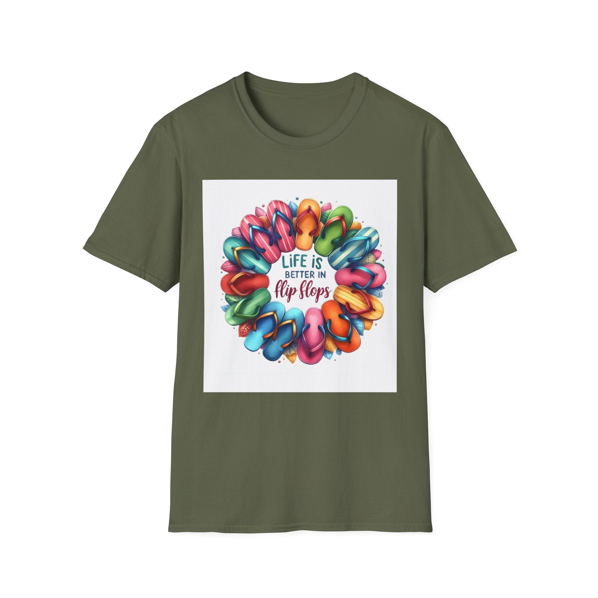 Flip Flop Circle Graphic T-Shirt - "Life Is Better in Flip Flops" Summer Tee