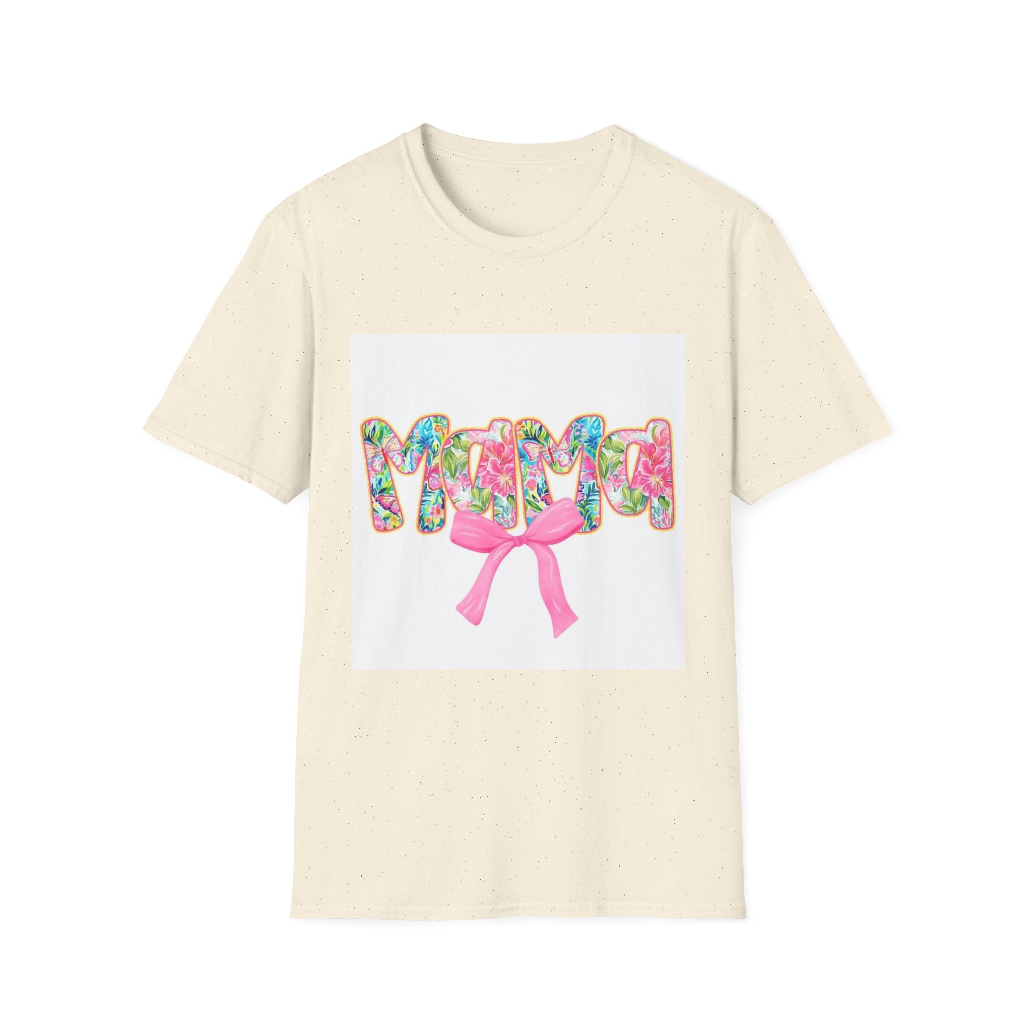 Mama Floral Graphic T-Shirt with Pink Bow