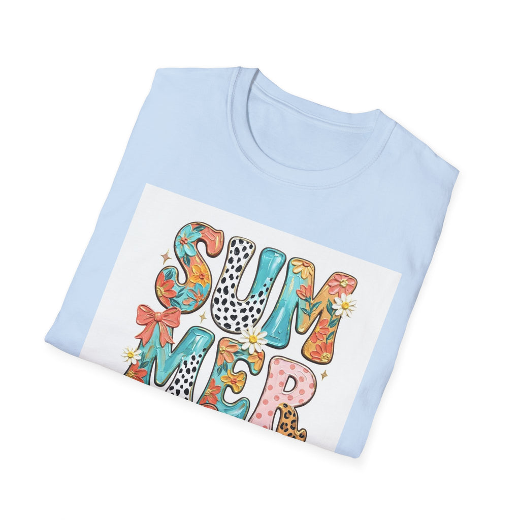Summer Vibes T-Shirt — Colorful Floral & Leopard Print Graphic Tee