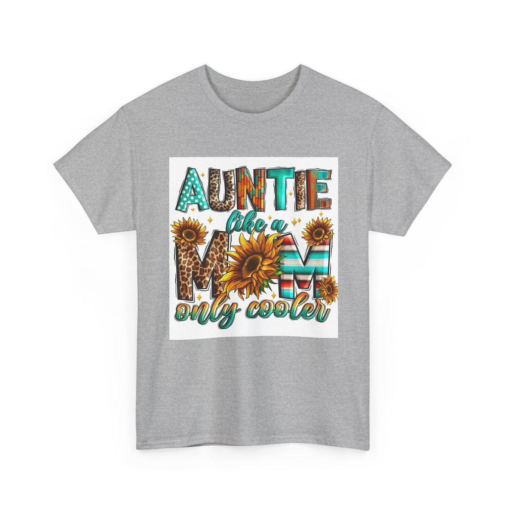Auntie Like a Mom Only Cooler T-Shirt – Sunflower Boho Graphic Tee for Aunts