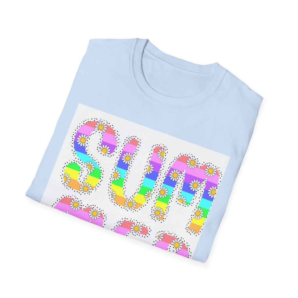 Summer Floral Graphic T‑Shirt — Colorful 'SUMMER' Text Design