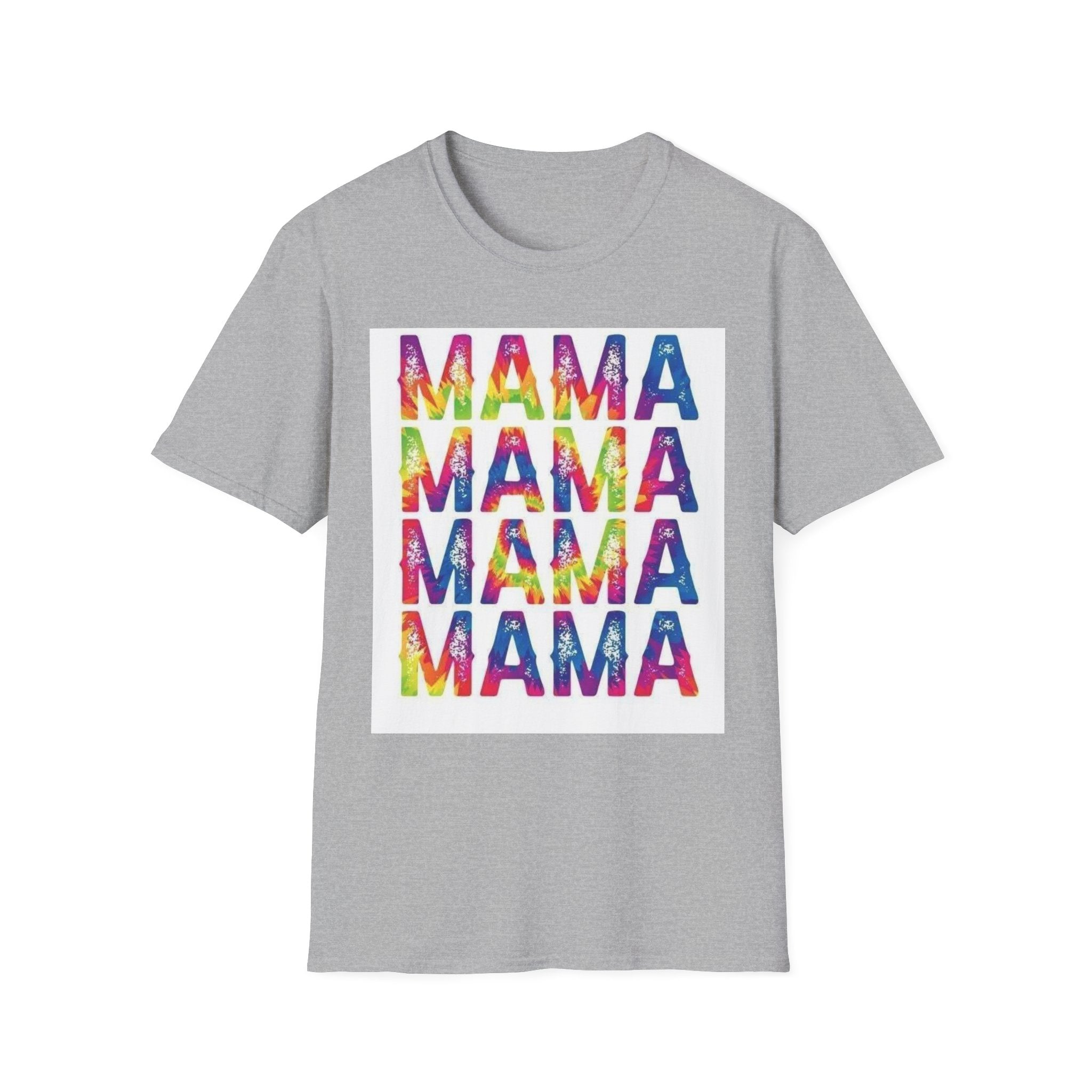 Mama Tie-Dye Stack T-Shirt — Colorful 'MAMA' Graphic Tee for Moms, Mother’s Day Gift
