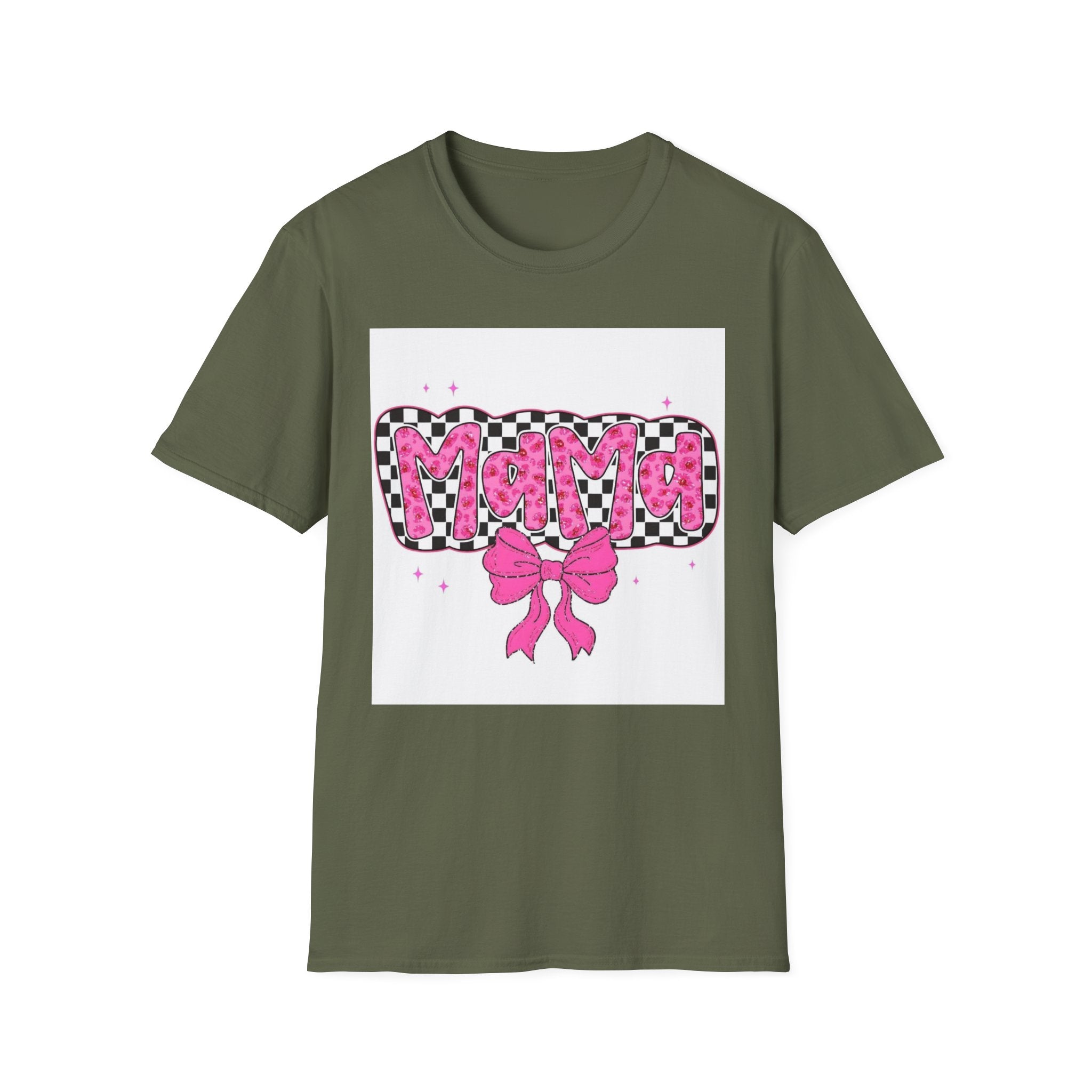 Mama Pink Checker Bow T-Shirt