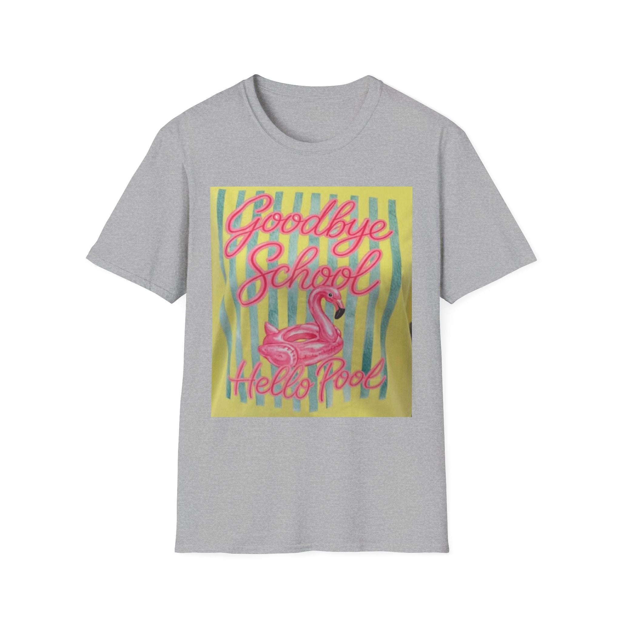 Goodbye School Hello Pool T-Shirt — Pink Flamingo Summer Graduation Tee